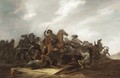A Cavalry Battle Scene In A Landscape - Jacob Mathias Weyer