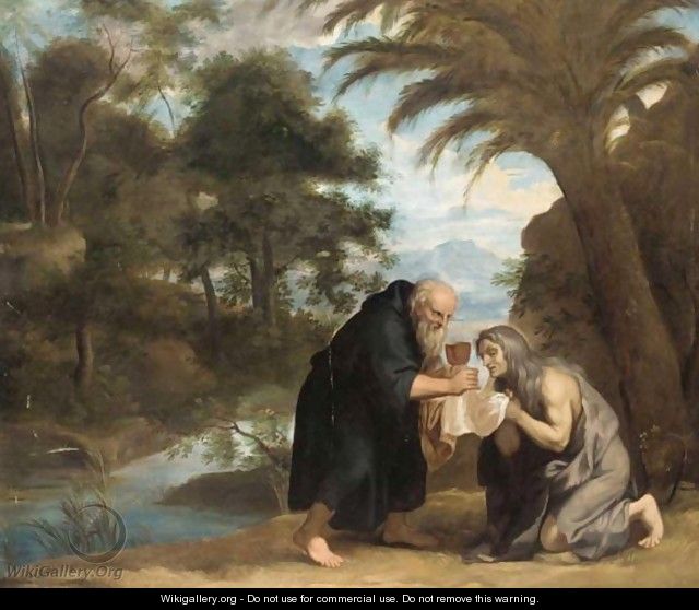 Saint Mary Of Egypt Receiving Her Last Communion From Zosimus - (after) David The Younger Teniers