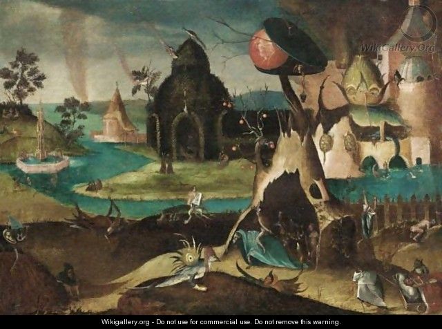 Hell Scene With The Fountain Of Life - (after) Hieronymus Bosch