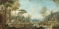 Extensive River Landscape, With Figures Amongst Classical Ruins - (after) Tommaso Ruiz