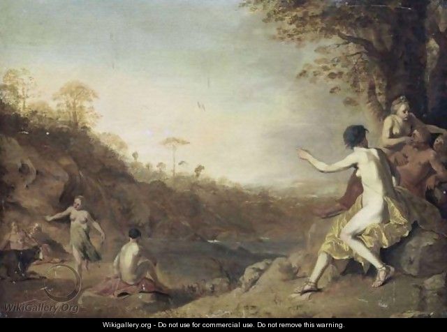 Landscape With Nudes Bathing - (after) Dirck Van Der B Lisse