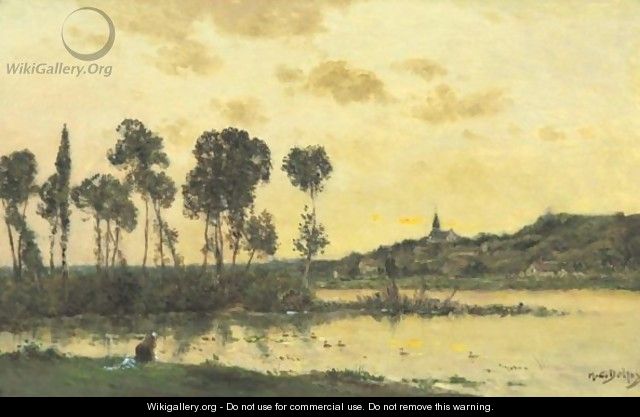 Washerwomen At The Edge Of The Oise - Hippolyte Camille Delpy
