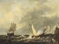 Sailing Vessels In Choppy Waters 2 - George Willem Opdenhoff
