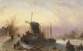 A Winter Landscape With Figures Near A Windmill - Jan Jacob Coenraad Spohler