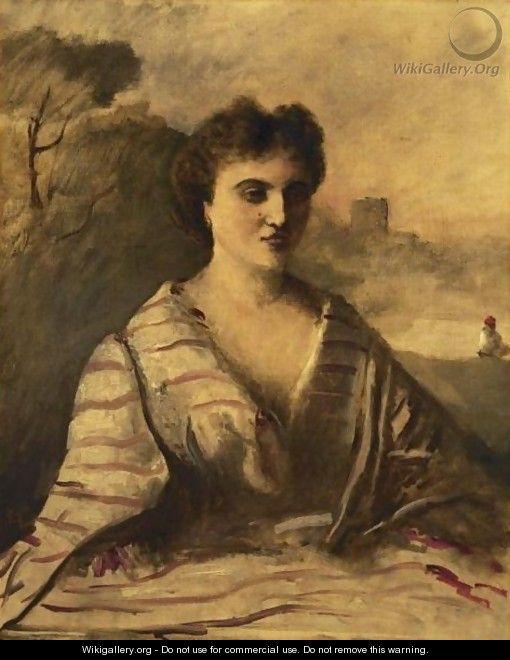 Portrait De Jeune Femme En Buste - Jean-Baptiste-Camille Corot