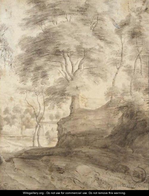 View Of Trees On The Edge Of A Village - Lodewijk De Vadder