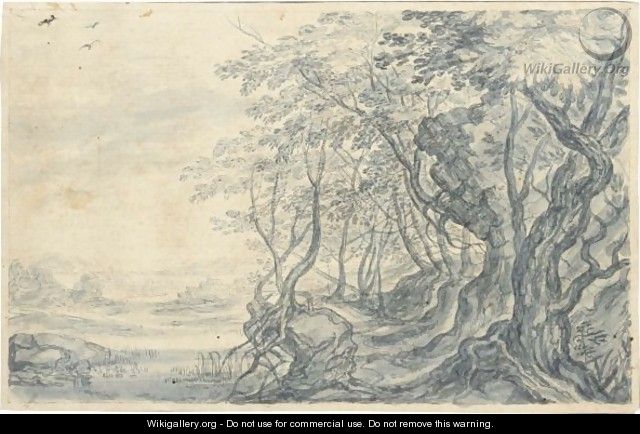 Woodland At The Edge Of A River - Isaac Major