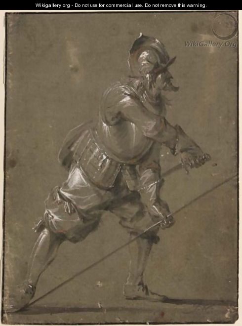 An Infantryman Drawing His Sword - Jacob Mathias Weyer