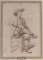 A Study Of A Seated Man In A Hat - Johannes Christian Schotel