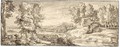 Panoramic Italianate Landscape With A Figure Resting In The Foreground - Abraham Genoels