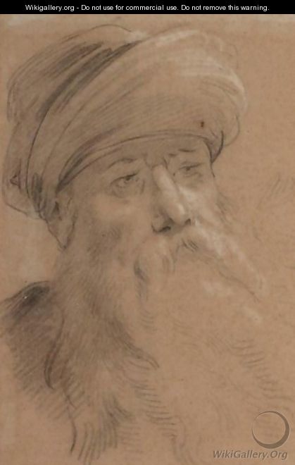 Head Study Of An Old Man Wearing A Turban - Jacob de Wit
