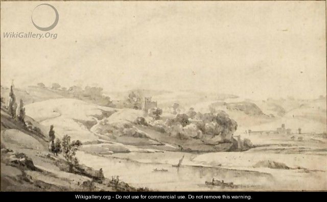View Of The Tiber Valley, With The Ponte Molle In The Distance - Jan Asselijn