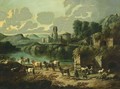 An Italianate River Landscape With Shepherds And Their Flock Resting, The Ruins Of A Town Beyond - Cajetan Roos