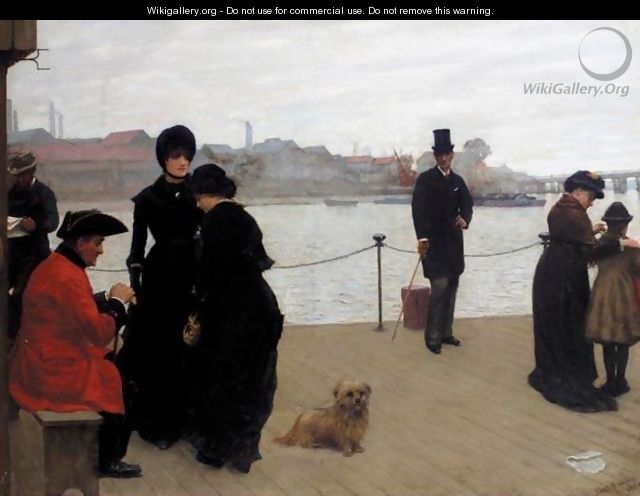 Waiting For The Boat, Chelsea Embankment - Frederick Brown