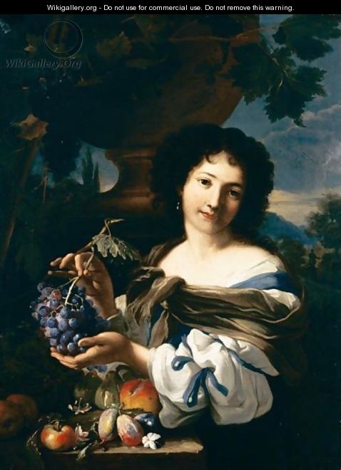 Giovane Donna Con Frutta In Un Paesaggio - Abraham Brueghel