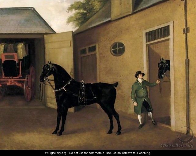 A Groom With A Pair Of Carriage Horses - John Nost Sartorius