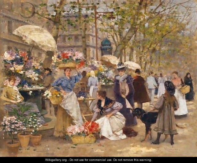 Mercado De Flores En Paris (The Flower Market, Paris) - Francisco Miralles Galup