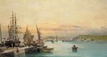 Admiring The Ships In A Greek Harbour - Constantinos Volanakis