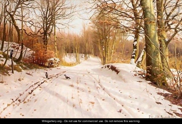 Snowy Path In The Afternoon Sun - Peder Monsted