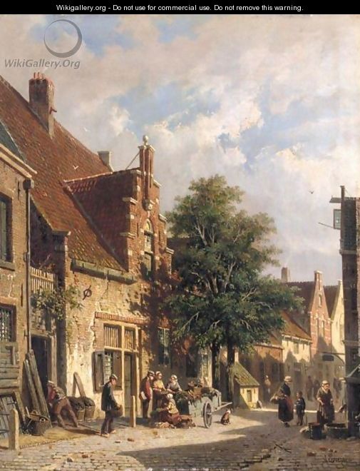 A Street Scene In Haarlem - Adrianus Eversen