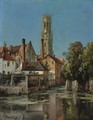 View Of A Moated Town - Charles Euphraisie Kuwasseg