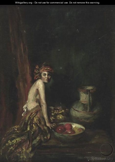Model With Bowl Of Fruit - Indiana Gyberson