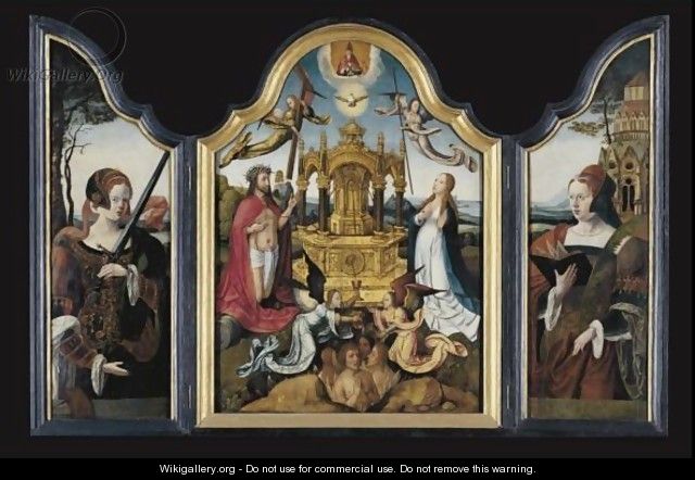 A Triptych Representing The Fountain Of Life - (after) Bruges