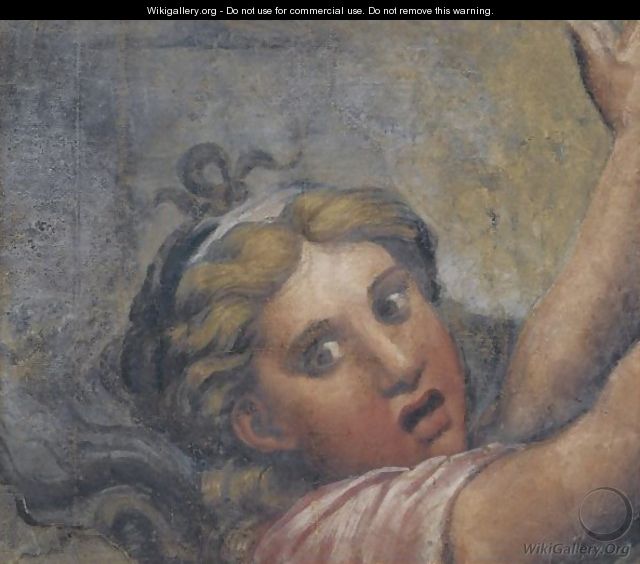 Head And Outstretched Arms Of A Fleeing Girl - (after) Giulio Pippi, Called Giulio Romano