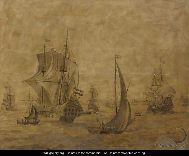 An Estuary With Many Other Ships And Vessels - (after) Adriaen Cornelisz. Van Salm