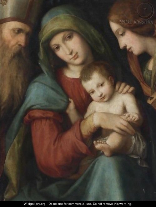 Madonna And Child With A Bishop Saint And Saint Catherine Of Alexandria - Gian Francesco Tura