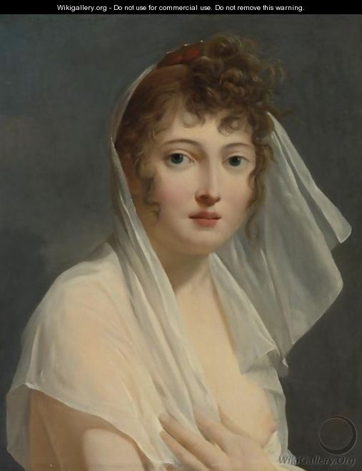 Portrait Of A Young Lady Wearing A Veil - French School