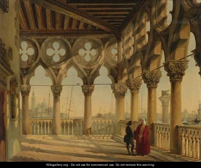 View From The Porch Of The Palazzo Ducale, Venice, Towards San Giorgio Maggiore - Giovanni Migliari