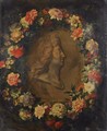 Garland Of Flowers With The Portrait Of Louis XIV In Profile - Jean-Baptiste Monnoyer