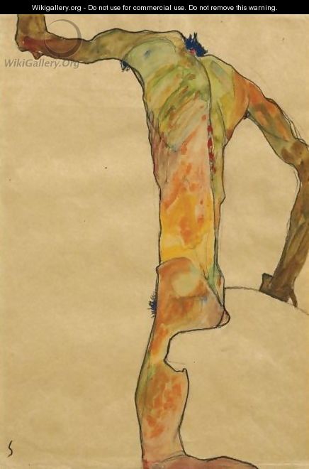 Mannlicher Akt (Male Nude) - Egon Schiele