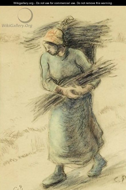 Femme Portant Un Fagot - Camille Pissarro