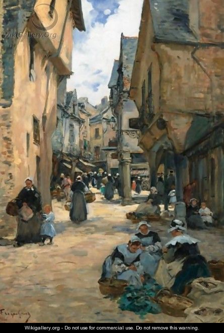 A Busy Street In Vire - Fernand Marie Eugene Legout-Gerard