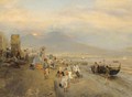View Of Naples, Sunset - Oswald Achenbach