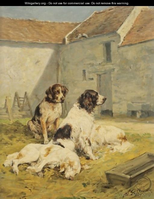 Dogs In The Courtyard Of A Farm - Charles Olivier De Penne