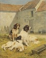 Dogs In The Courtyard Of A Farm - Charles Olivier De Penne