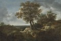 Landscape With Travelers And A Village In A Distance - (after) Jacob Van Ruisdael