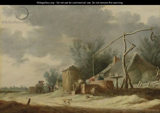 Dune Landscape With Two Figures Drawing Water From A Well - (after) Pieter De Neyn