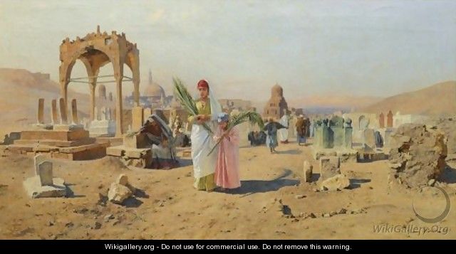 Figures Bearing Palm Leaves On The Outskirts Of Cairo - Franz Xavier Kosler
