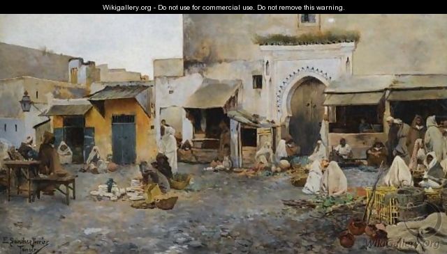 Market In Tangiers - Emilio Sanchez-Perrier