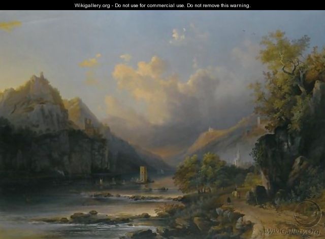 View Of The Rhein At Bingen - Pieter Francis Peters