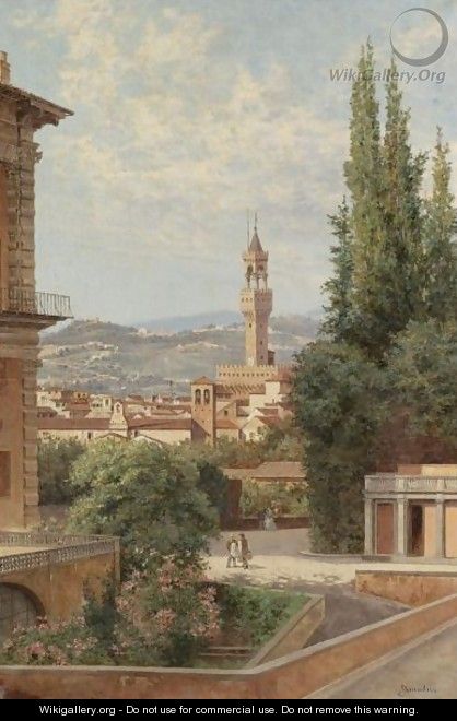 Florence, View Of The Palazzo Vecchio With Fiesole In The Distance - Antonietta Brandeis