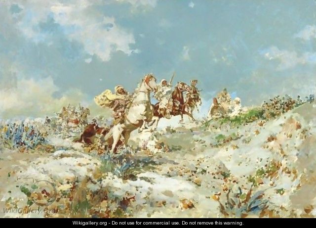 Arabs On Horseback - Jose Navarro Llorens