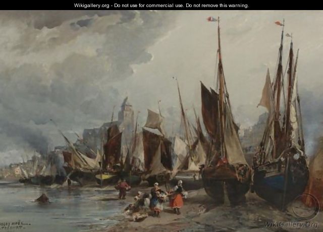 Among The Fishing Boats - Jules Achille Noel