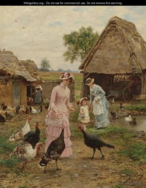 Feeding The Turkeys - Marie Francois Firmin-Girard