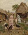 Feeding The Turkeys - Marie Francois Firmin-Girard