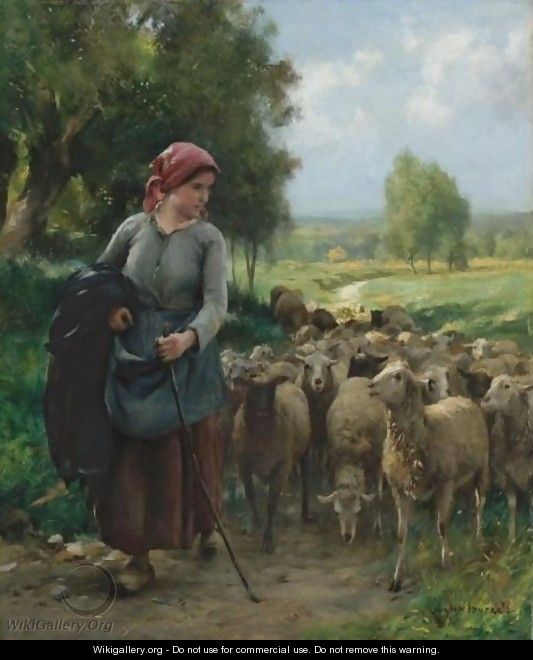 Shepherdess And Her Flock - Julien Dupre